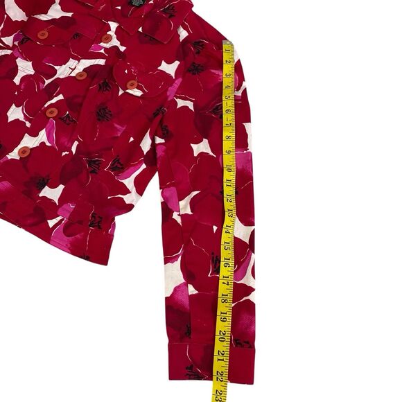 Haggar Blazer Womens Sz 12 Red Floral Jacket Office Workwear Coastal Resort - Picture 11 of 14